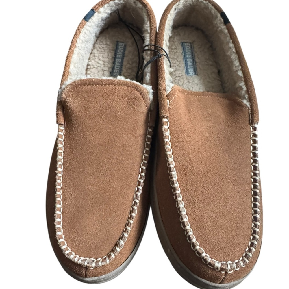 Eddie Bauer Shoes Mens Large 11-12 Loudon Lined Slippers Moccasin Brown Suede